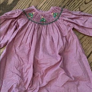 Silly goose smocked Christmas tree dress, size 12M